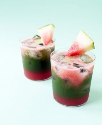 Layered Iced Watermelon Matcha