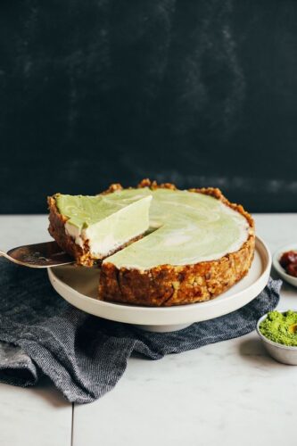 Vegan matcha cheesecake